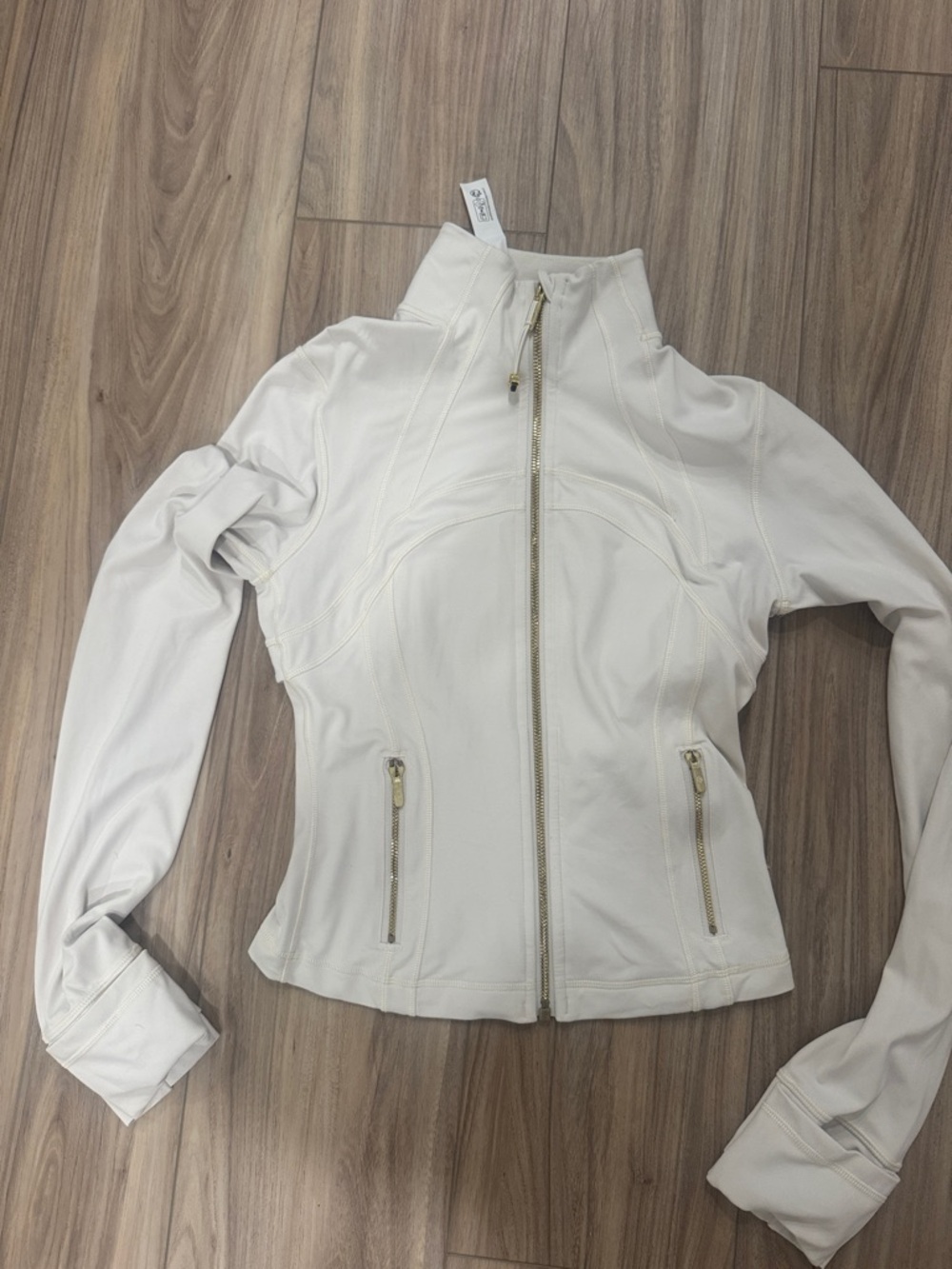 lululemon athletica Cream Zip-Up Bomber Jacket with Gold Zippers